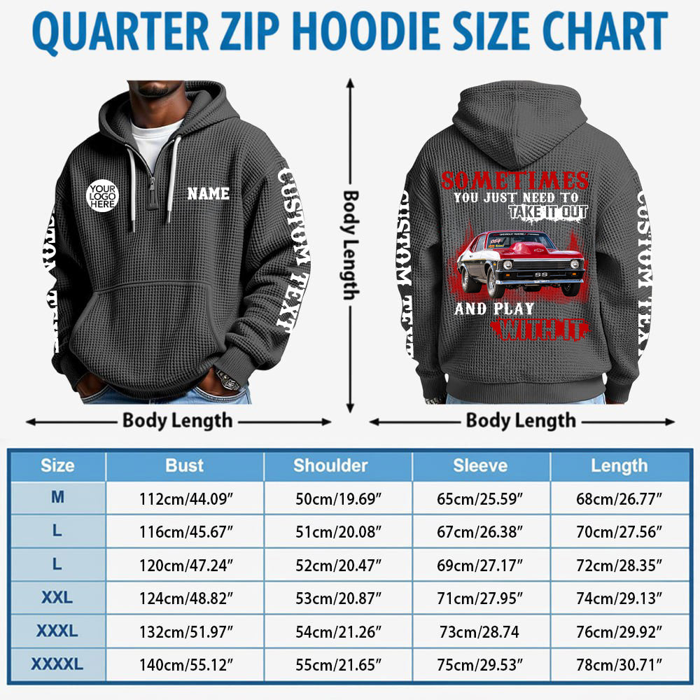 Take It Out & Play - Personalized Classic Car Photo Quarter Zip Hoodie - Gift For Car Lovers A2110
