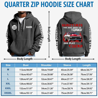 Take It Out & Play - Personalized Classic Car Photo Quarter Zip Hoodie - Gift For Car Lovers A2110