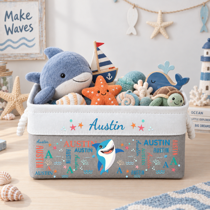 Cute And Beachy Custom Name - Personalized Storage Basket