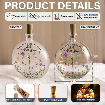 Lifelong Best Friend - Personalized Birth Month Flower Round Flat Bottle Light