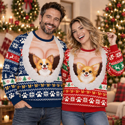 Custom Christmas Sweatshirt, Gift for Pet Lovers • My Baby Is Here - Personalized All-Over-Print Sweatshirt