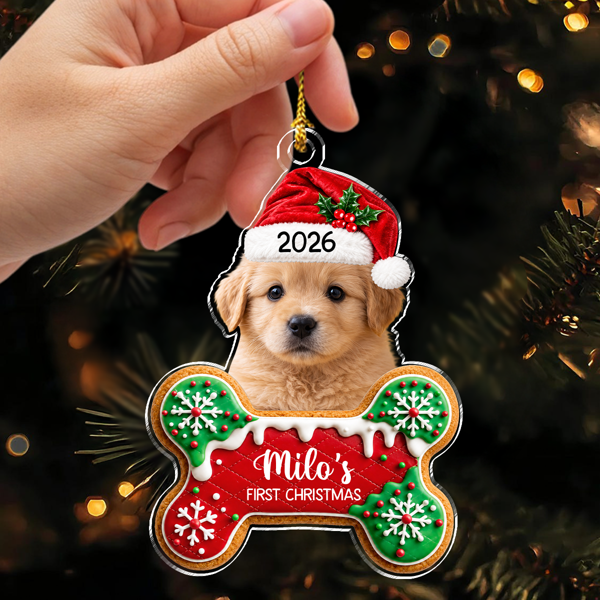 Personalized Dog's First Christmas Photo Acrylic Ornament For Dog Dad Dog Mom CH07 180742