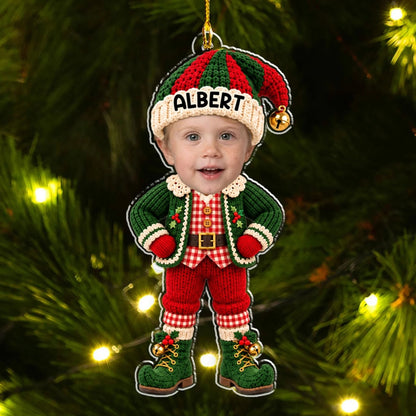 Custom Family Ornament, Christmas Gift for Family Members •  Cute Baby Elf - Personalized Acrylic Ornament