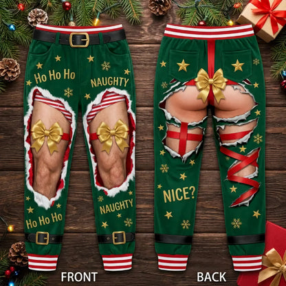 Funny Elf Ripped Illusion Christmas Pajama Pants – Naughty Holiday SweatPants
