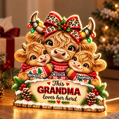 This Grandma Loves Her Herd - Personalized Light Box - Heartfelt Christmas Gift for Grandma