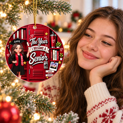 The Year I Became A Senior Locker - Personalized Acrylic Ornament - Graduation Gift For High School Senior, Daughter, Son, Grandkids