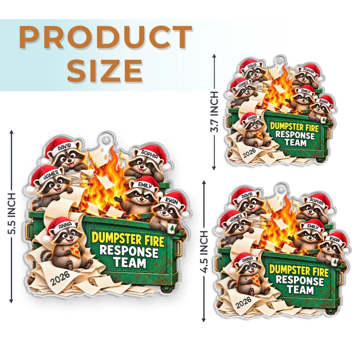 Custom Name Christmas Dumpster Fire Team Gifts - Personalized Acrylic Ornament