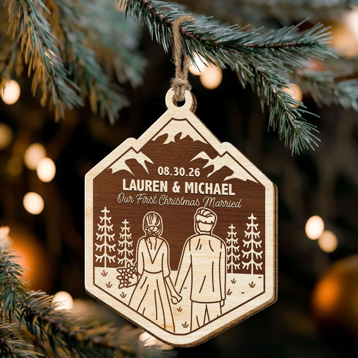 Our First Christmas Married - Forest Couples - Personalized Ornament