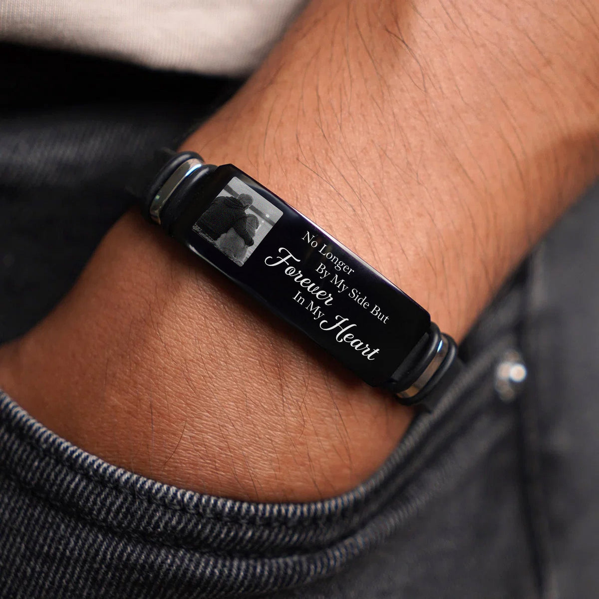 Custom Photo And Name Memorial Wristband Bracelet In Loving Memory Gift LM32 669625