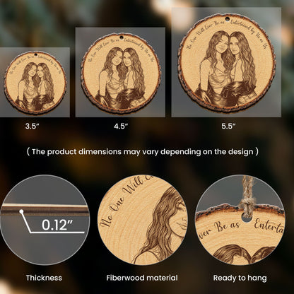 Custom Portrait Art Printed Wood Slice - Friendship Thank You Gifts - Personalized Ornament