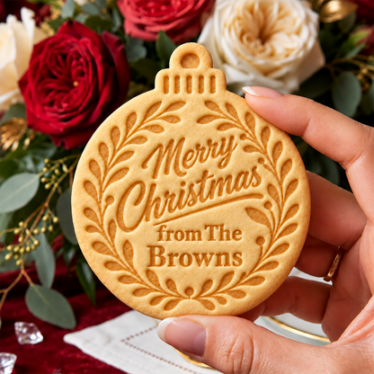 Custom Family Name Merry Christmas Shaped Cookie Stamp TH10 171507
