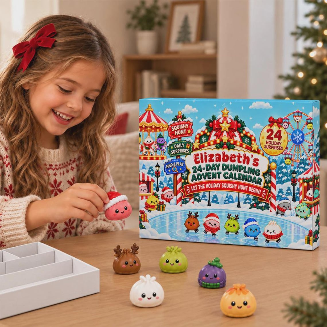 Personalized Custom Name Dumpling Countdown Box Advent Calendar For Christmas TH10 171407