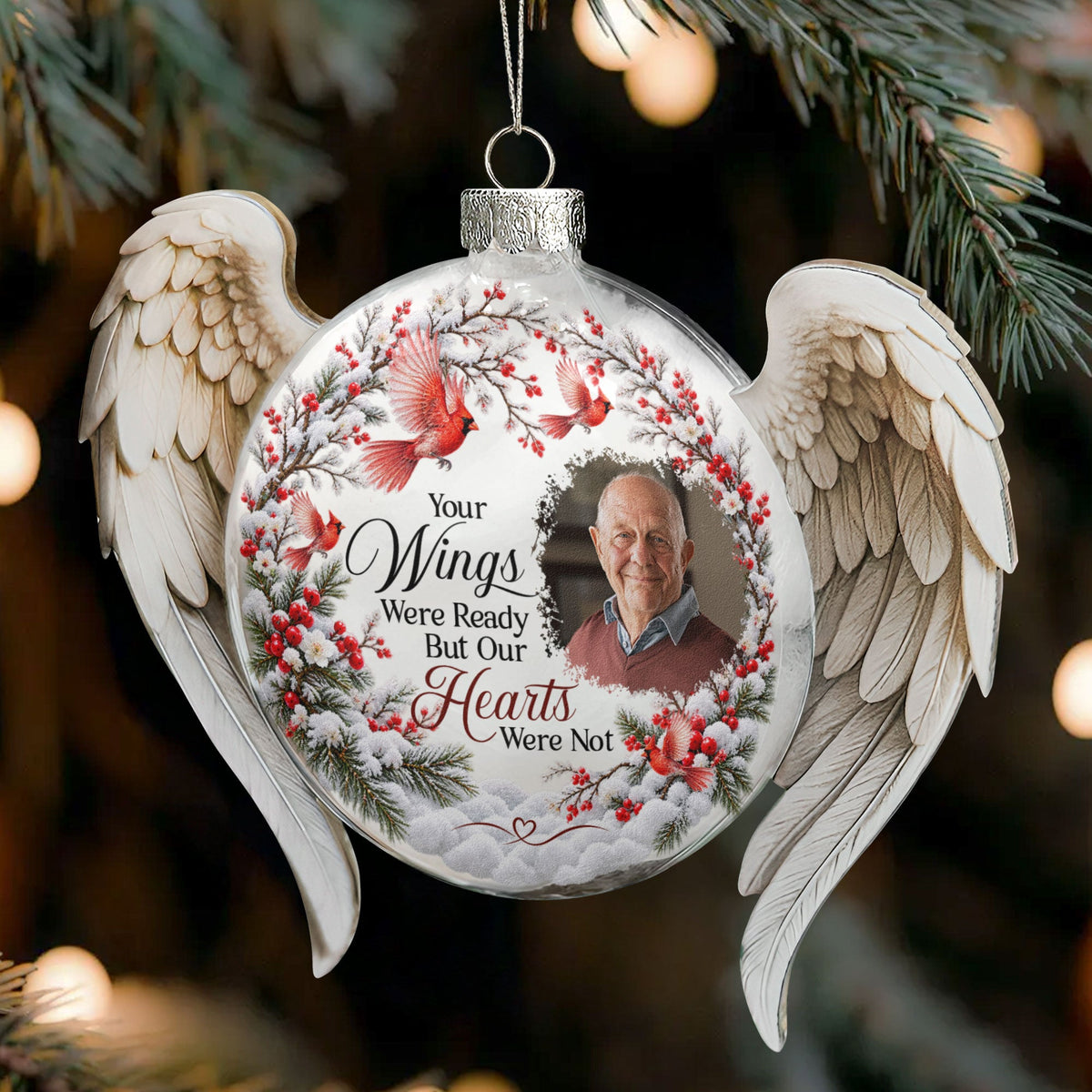 Your Wings Were Ready But My Heart Was Not 3D Ball With Wings - Personalized Ornament