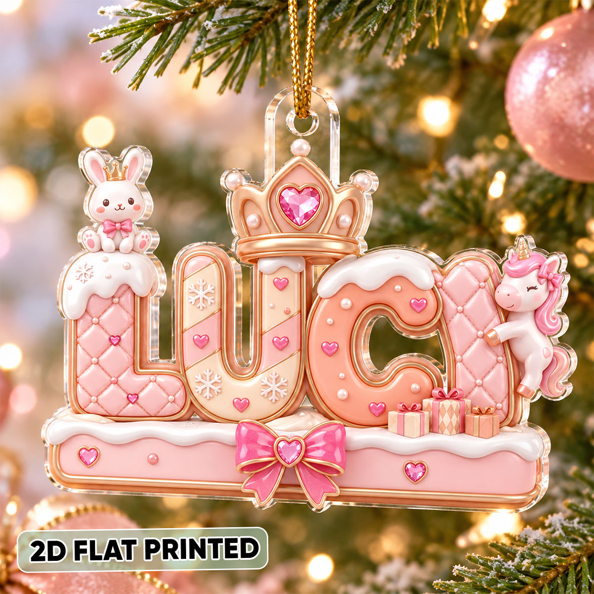 Custom Princess Unicorn Name - Personalized Acrylic Ornament - Christmas Gift for Daughter, Granddaughter, Niece