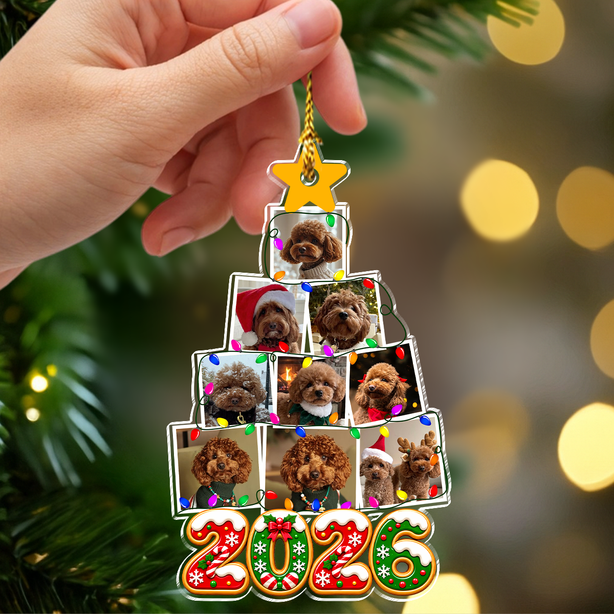 Custom Photo Dog With Christmas Tree Acrylic Ornament HO82 904154