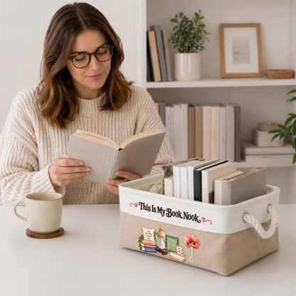 This Is My Book Nook Gift For Book Lover - Personalized Storage Basket