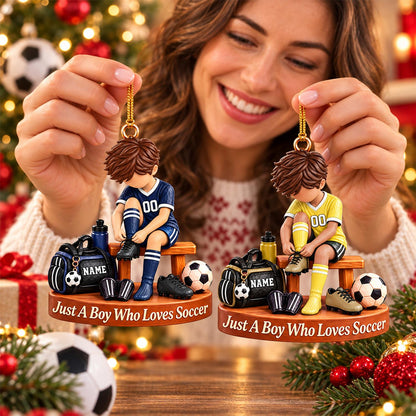 Personalized Soccer Player Ornament, Custom Name Soccer Player Gift