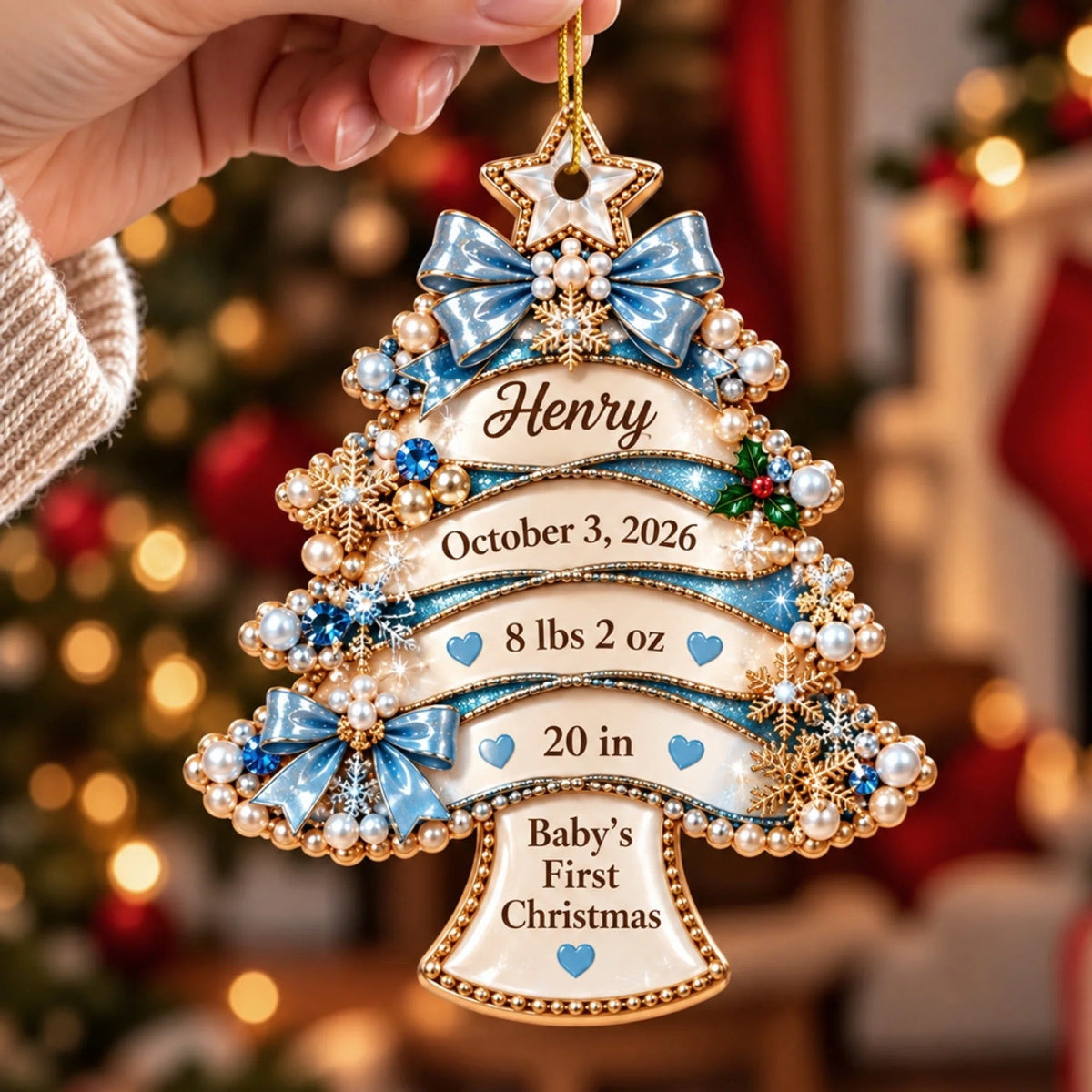 Custom Baby First Christmas Ornament for New Parents •  Tiny Christmas Miracle - Personalized Acrylic Ornament