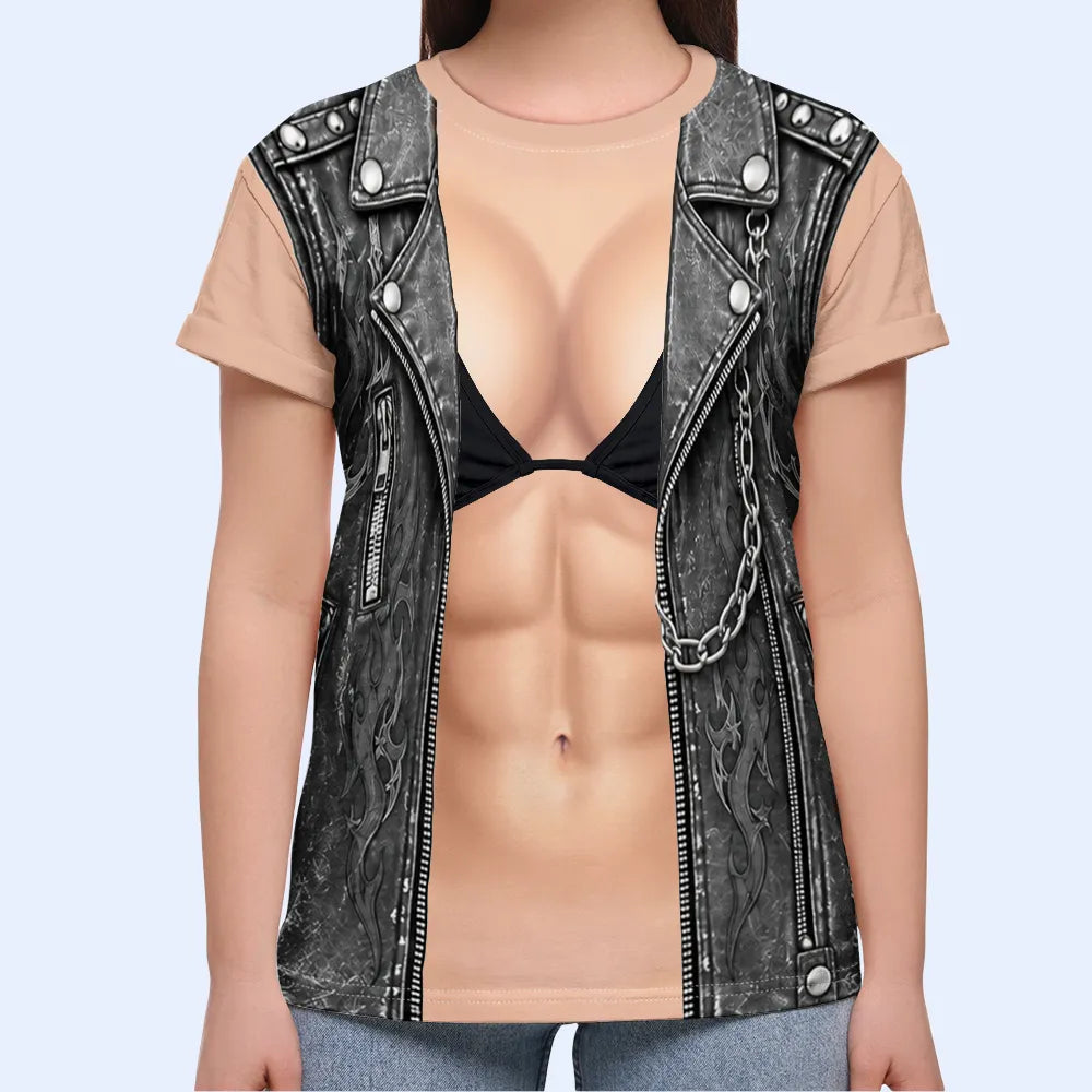Matching Costume For Couples - Personalized 3D Print Biker Outfit Full Print T Shirt