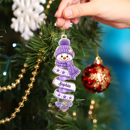 Christmas Gift For Kids Family Friends - Personalized Name Snowman Spiral Acrylic Ornament