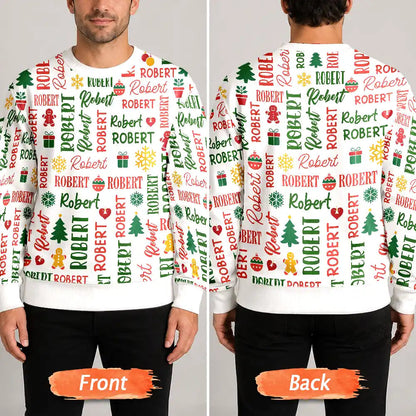 Matching Christmas Gift For Family - Personalized Member Names Unisex Ugly Sweater