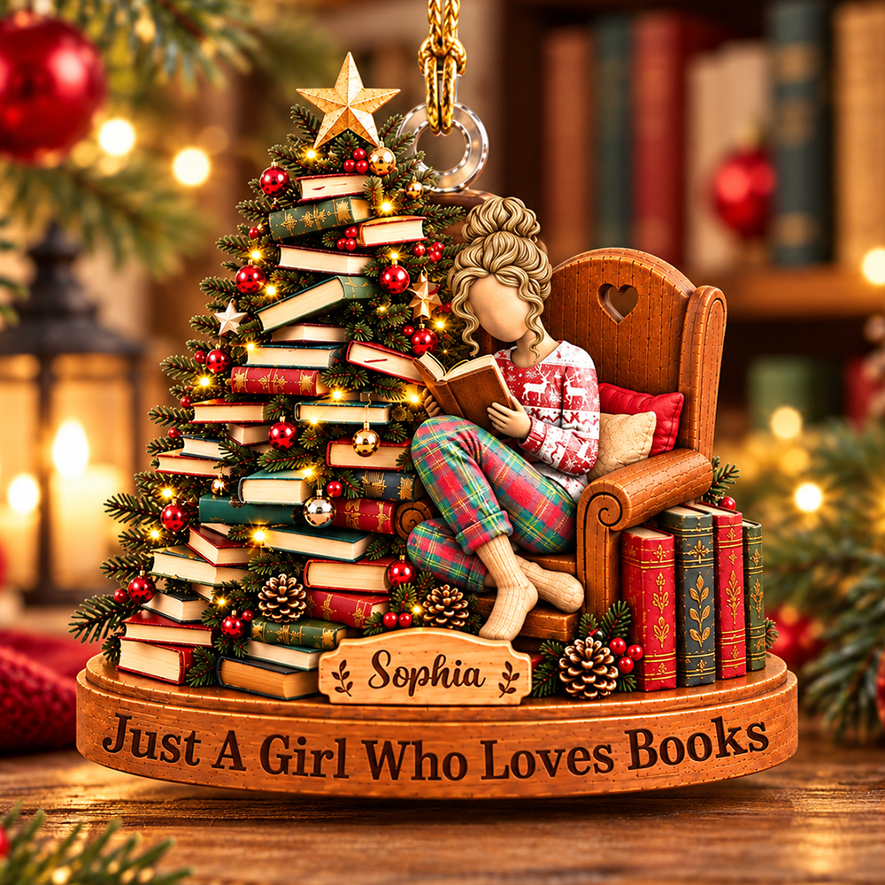 Just A Girl Who Loves Books - Personalized Christmas Ornament For Reading Lovers NA04