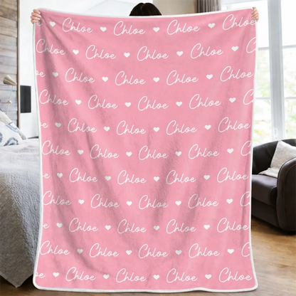 Custom Names Gifts for Kids, Family - Personalized Fleece, Sherpa Blanket