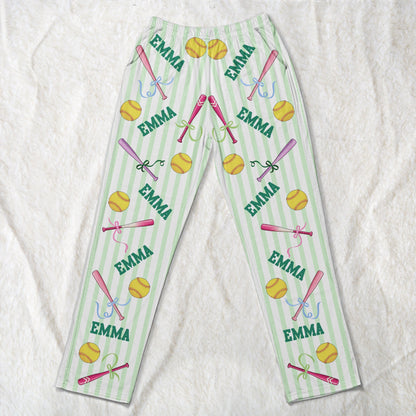 Custom Name Gift For Softball Lovers, Softbal Player, Softball Girls - Personalized Lounge Pants