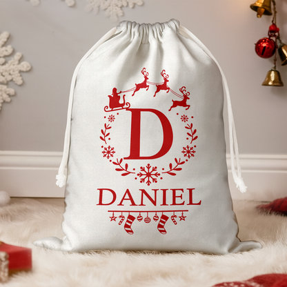 Personalized Name Santa Christmas Sacks, Christmas Holiday Gift Bag HO82 904120