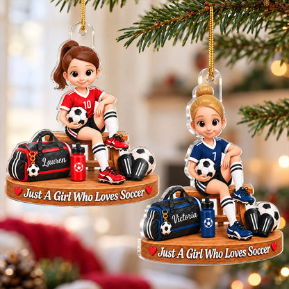 Just a Girl Who Loves Soccer - Personalized Acrylic Ornament - Christmas Gift for Daughter, Granddaughter, Niece