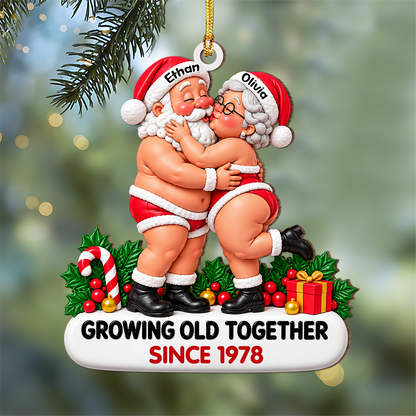 Personalized Growing Old Together Couple Wood Ornament, Christmas Keepsake HA75 919510