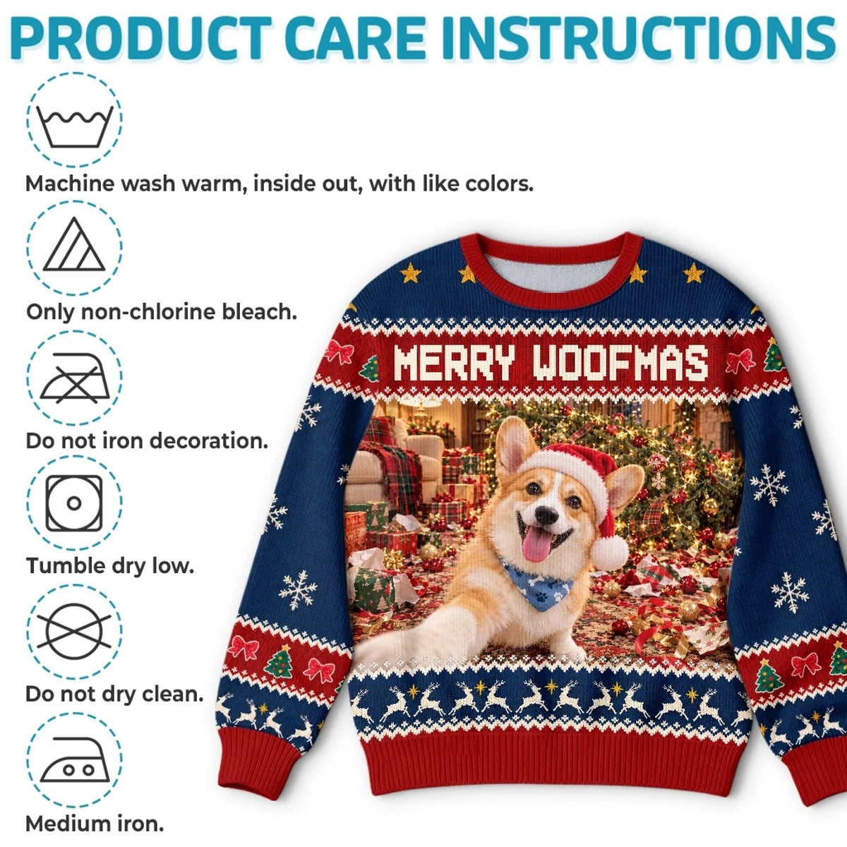 Custom Pet Photo Christmas Gifts for Dog Lovers - Personalized Ugly Sweatshirt