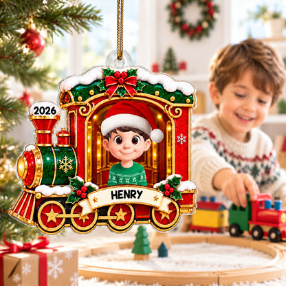Sweet Baby Holiday Train - Personalized Acrylic Ornament - Christmas Gift For Boy Girl Grandkids