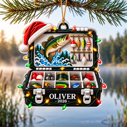Personalized Fishing Tackle Box 3D Christmas Acrylic Ornament, Custom Acrylic Hanging Decor For Fisherman And Dad CH07 180780