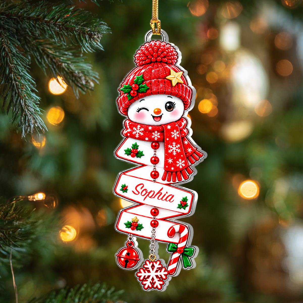 Snowman Spiral - Personalized 1-Layer Acrylic Ornament