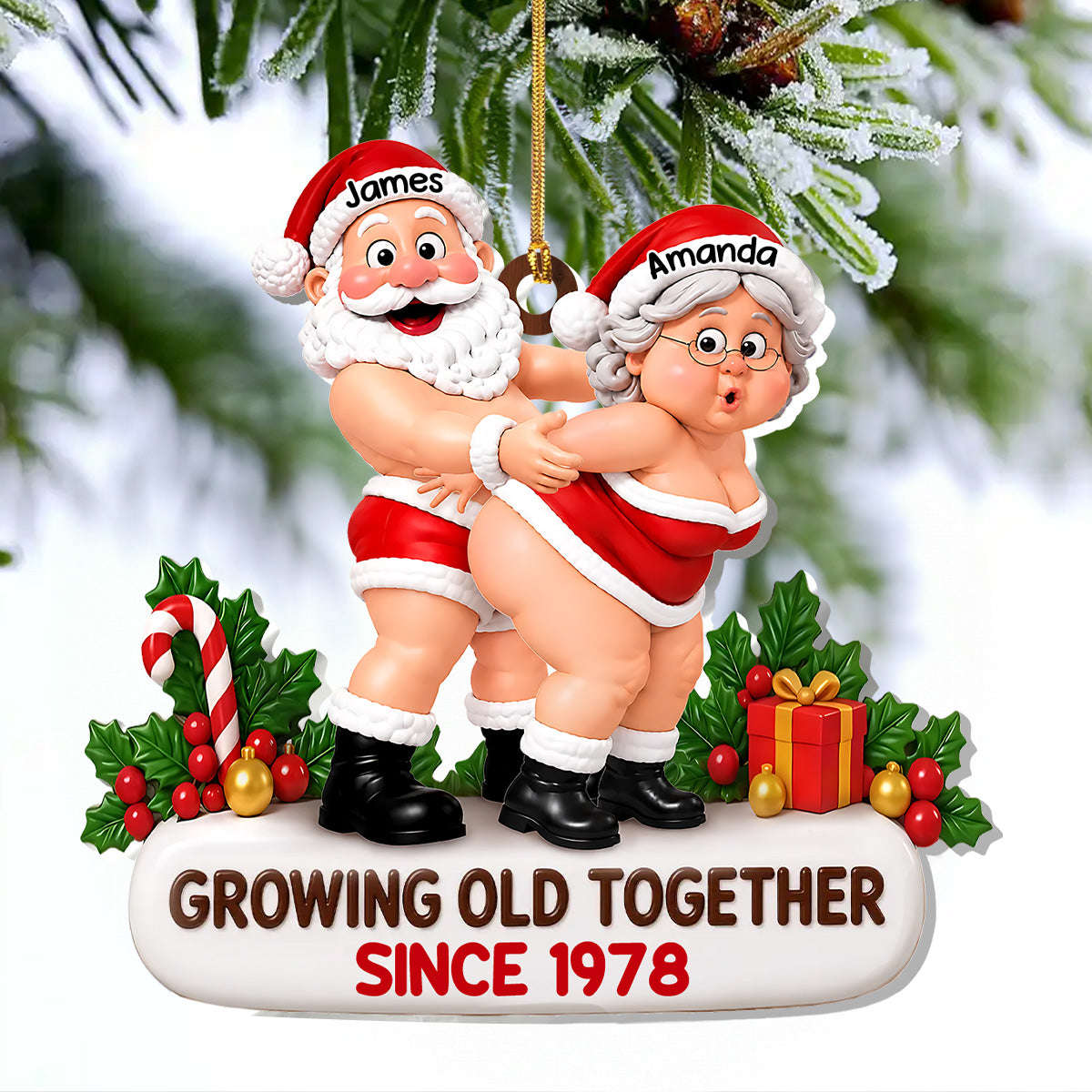 Santa Couple Goals Forever - Personalized 1-Layer Acrylic Ornament