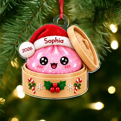 Personalized Glitter Dumpling Christmas Acrylic Ornament Dumpling Lover Gift, Kids Christmas Gift LM32 670141