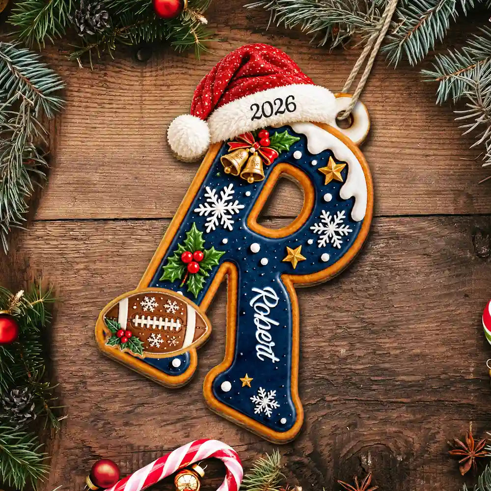 Christmas Initial Letter With Sport And Interest Gift For Kids - Personalized Custom Shaped Wooden Ornament