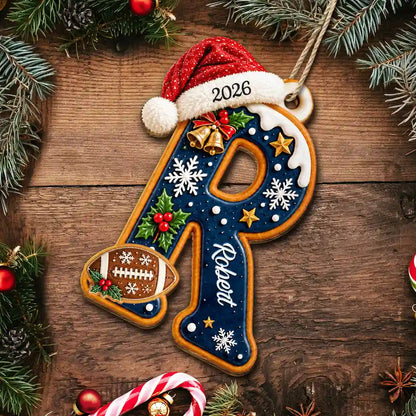 Christmas Initial Letter With Sport And Interest Gift For Kids - Personalized Custom Shaped Wooden Ornament