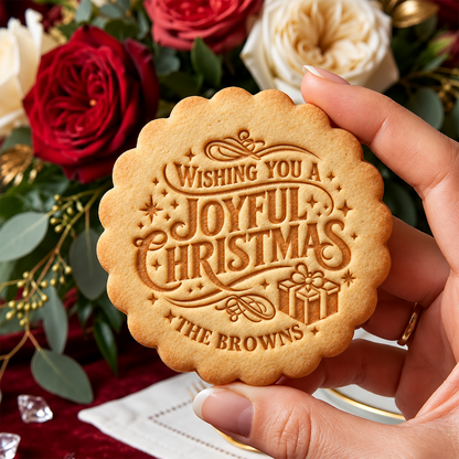 Custom Family Name Wishing You A Joyful Christmas Cookie Stamp HA75 919612