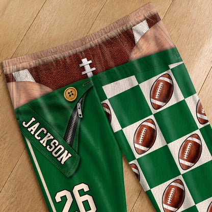Custom Name and Number Football Gifts for Men - Personalized Pajamas Pants