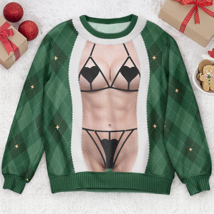 Funny 3D Lingerie T-Shirt, Body Illusion Tee, Sexy Costume Shirt, Novelty Party Top - Personalized Sweater