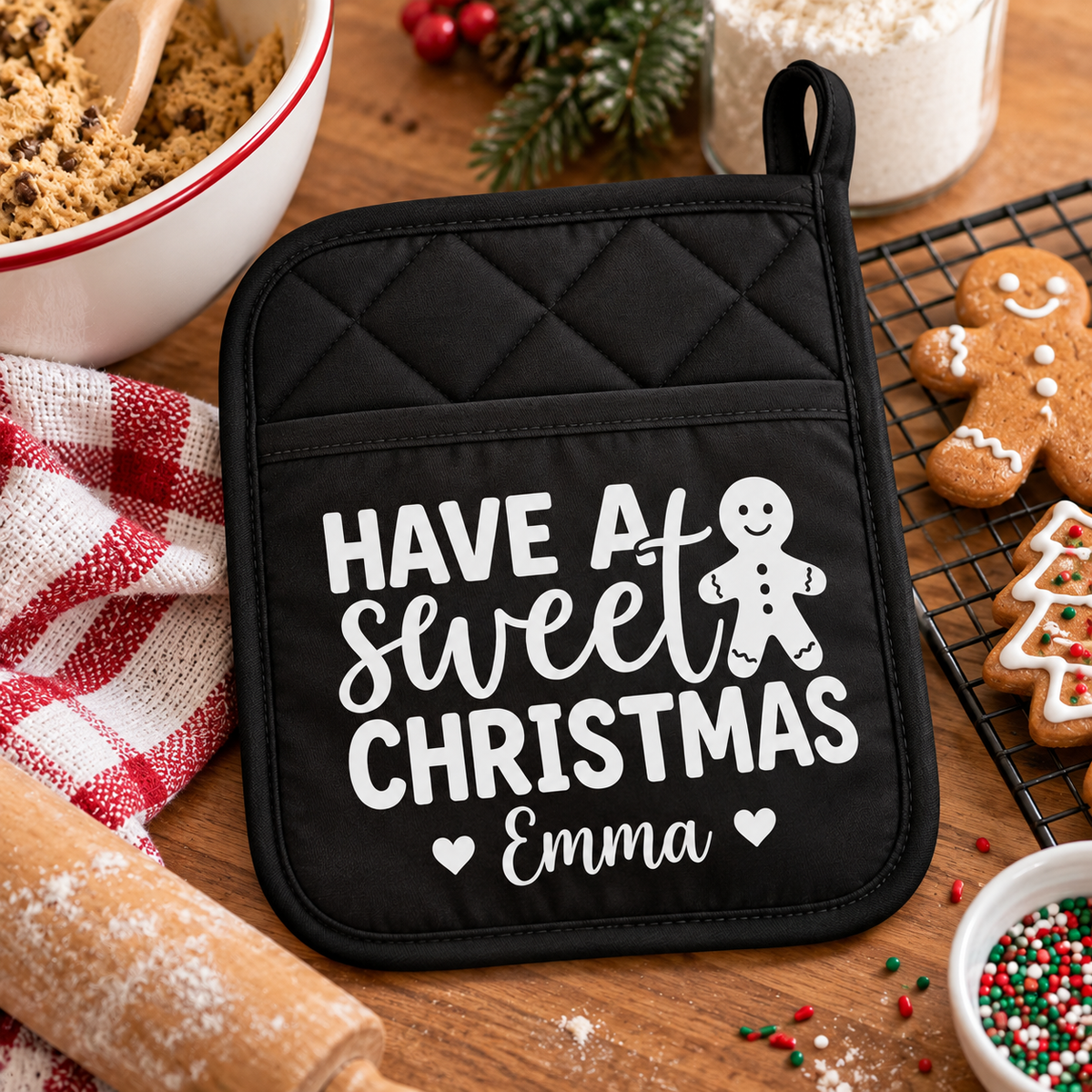 Personalized Christmas Calories Don't Count Potholder, Christmas Cookie Gift LM32 670537
