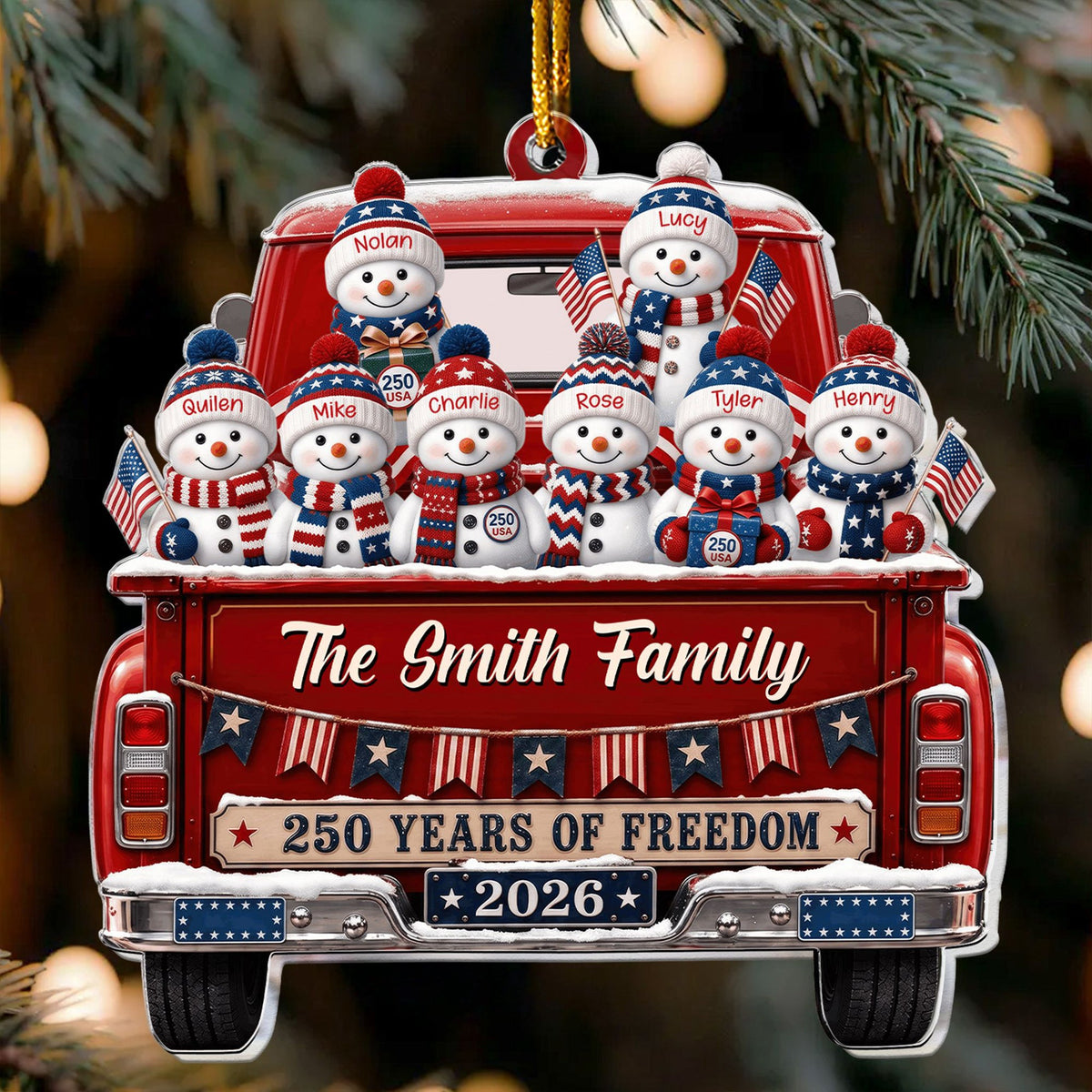 America 250th Anniversary Christmas Gifts For Mom, Dad, Family - Personalized Ornament