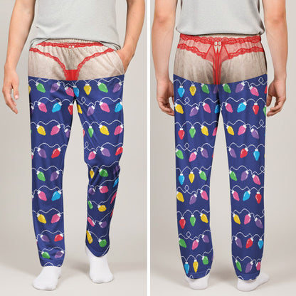 Custom Funny Pajama Pants, Novelty Thong Pajamas Christmas - Personalized Lounge Pants