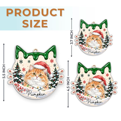 Custom Pet Photo Christmas Cat Name Gifts For Cat Lovers - Personalized Acrylic Ornament