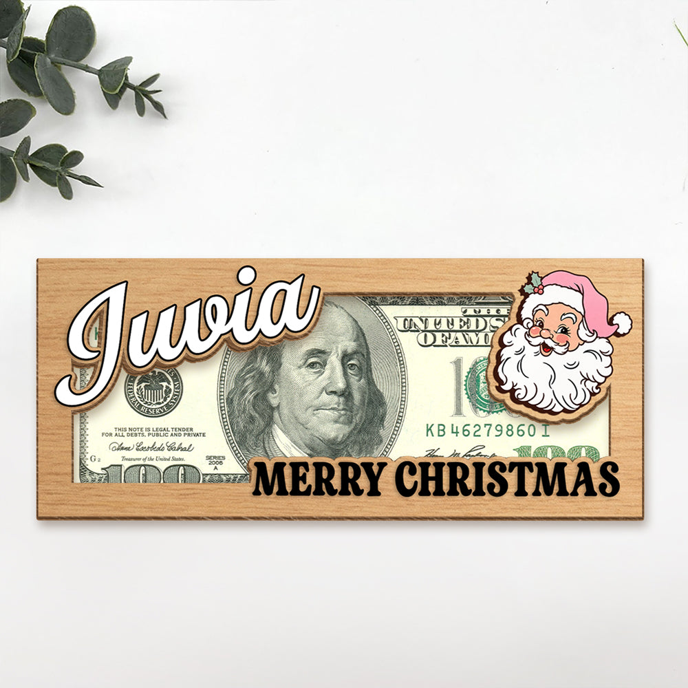 Personalized Reindeer Santa Bill Holder, A Few Bucks for Xmas Wood Money Holder CH07 180748