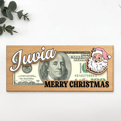 Personalized Reindeer Santa Bill Holder, A Few Bucks for Xmas Wood Money Holder CH07 180748