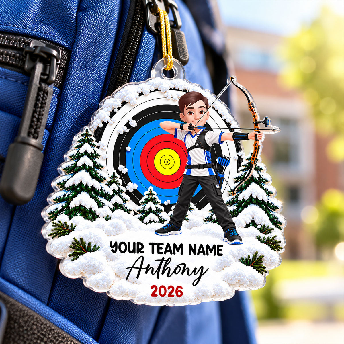 Proud Archer Custom Name And Team Name - Personalized Acrylic Ornament - Christmas Gift For Archery Lovers, Son, Daughter, Grandkids