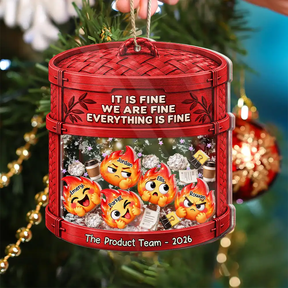 Everything Is Fine Squishy Dumpster Fire - Personalized 3-Layered Acrylic Shaker Ornament